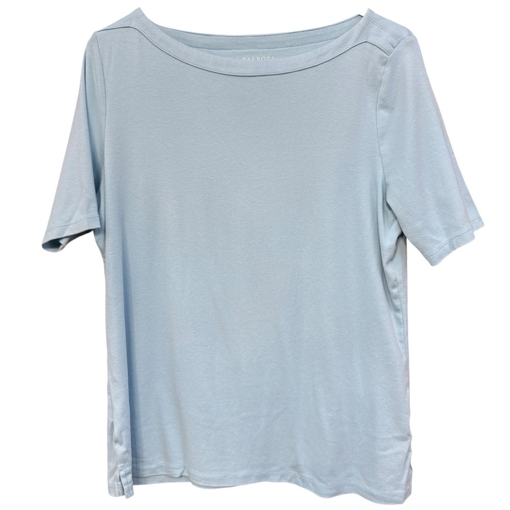 Talbots Petites XLp Blue Stretch Weekend Tee Short Sleeve Cotton Blend